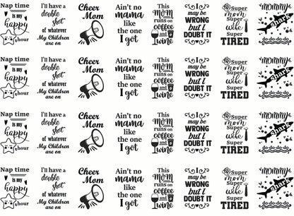 Mom Graphics 28 pcs 1 Inch Black Fused Glass Decals