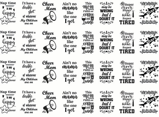 Mom Graphics 28 pcs 1 Inch Black Fused Glass Decals