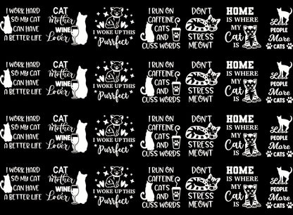 Cat Graphics 28 pcs 1 Inch White Fused Glass Decals