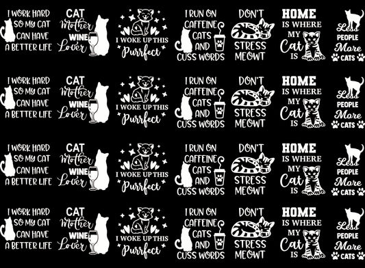Cat Graphics 28 pcs 1 Inch White Fused Glass Decals