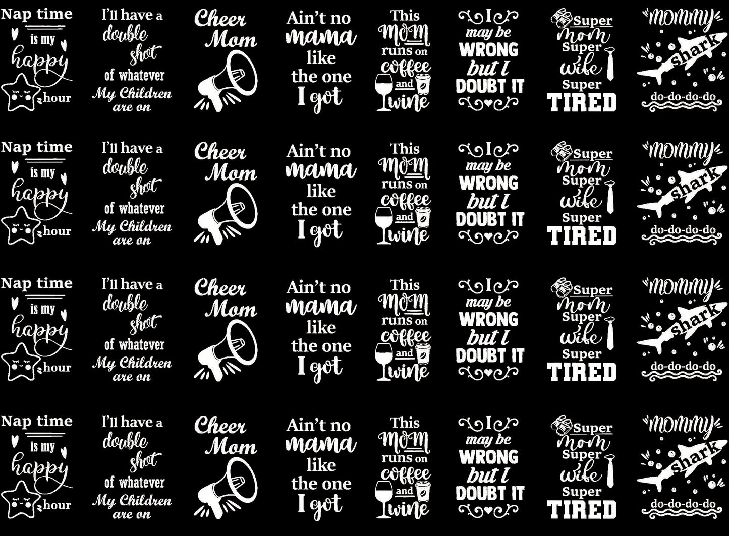 Mom Graphics 28 pcs 1 Inch White Fused Glass Decals