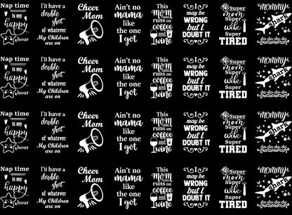 Mom Graphics 28 pcs 1 Inch White Fused Glass Decals
