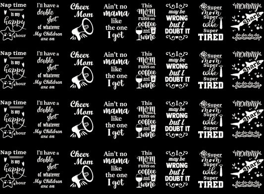 Mom Graphics 28 pcs 1 Inch White Fused Glass Decals