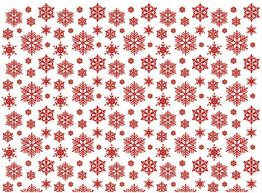 Snowflakes 1 pc 5 x 7 Inch Red Fused Glass Decals