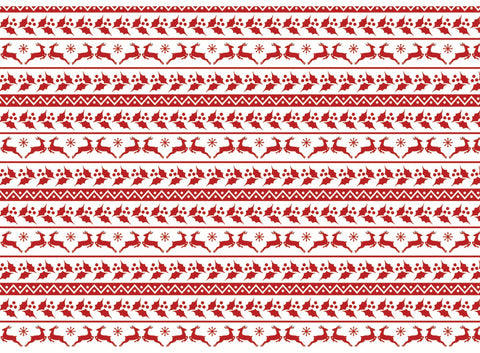 Christmas Stripes Deer Holly 1 pc 5"X7" Red Fused Glass Decal