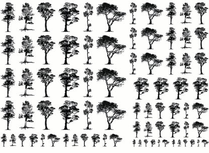 Spring Trees 79 pcs 1/4" to 1" Black Fused Glass Decals