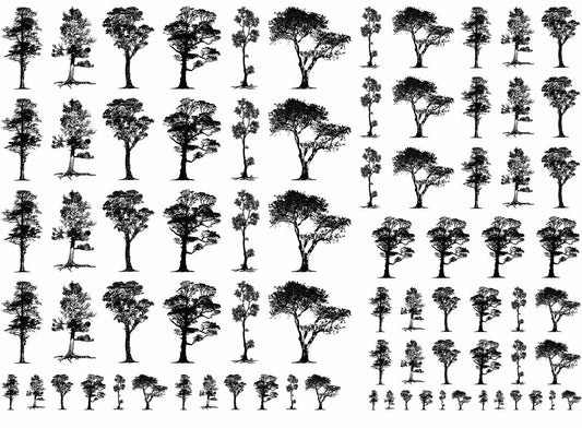 Spring Trees 79 pcs 1/4" to 1" Black Fused Glass Decals