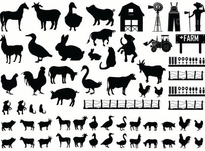 Farm Life 61 pcs 1//2" to 1"  Black Fused Glass Decals