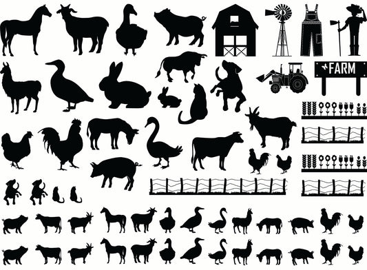 Farm Life 61 pcs 1//2" to 1"  Black Fused Glass Decals