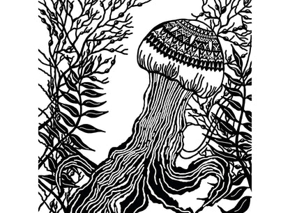 Ocean Jellyfish 2 pcs 4" Black Fused Glass Decals