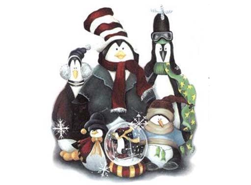 Christmas Penguin Family Overglaze Ceramic Decals