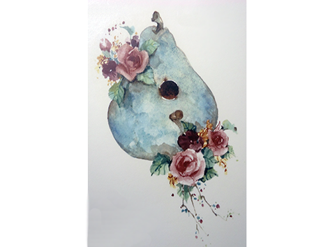 Birdhouse Pear Pink Roses Ceramic Decals 494