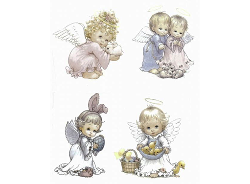 Easter Angels 4 pcs 5 3/4" X 5"  Ceramic Decals  5219