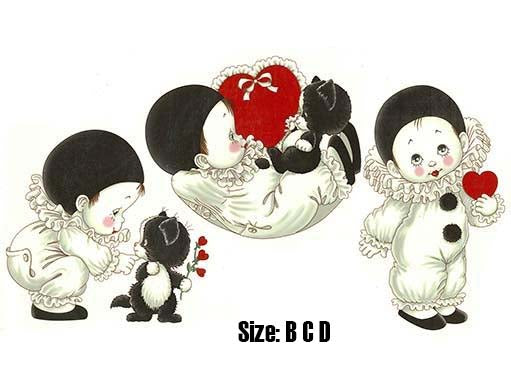 Pierrot Clowns Overglaze Ceramic Decals