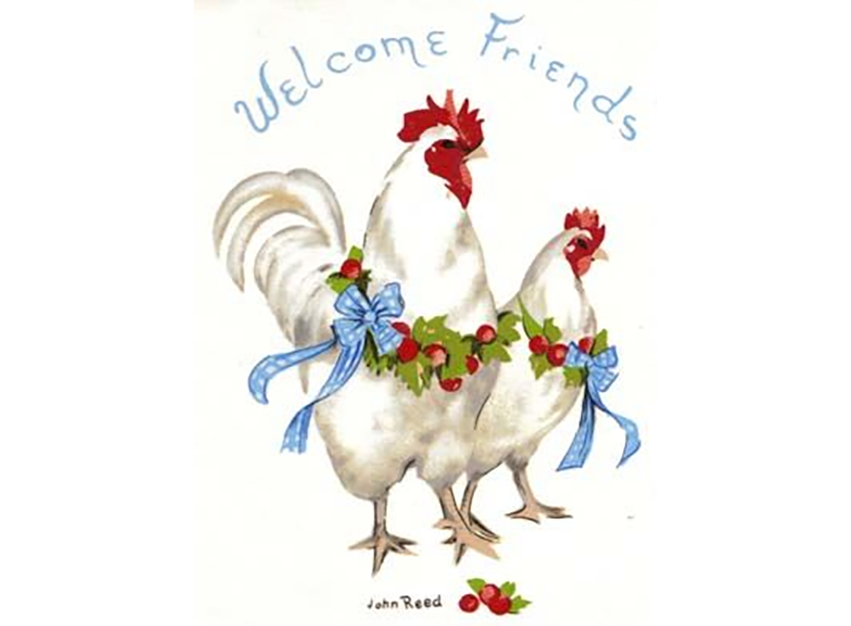 Chicken Hen Rooster Welcome Friends Ceramic Decals 6822