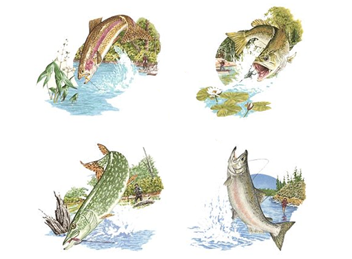Fish Scenes Overglaze Ceramic Decals