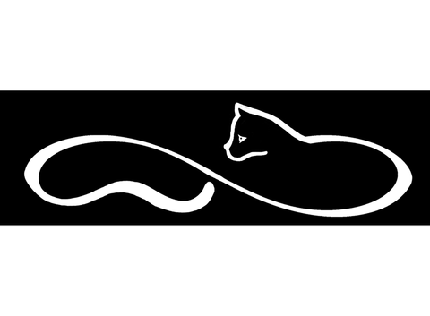 Barrette Cat Infinity 6 pcs  3-1/4" White Fused Glass Decals