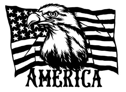 American Flag Eagle 2 pcs Black Fused Glass Decals