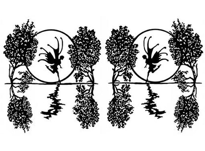 Dancing Moonlight Fairy 2 pcs 4 Inch Black Fused Glass Decals