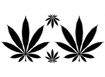 Marijuana Leaf 4 pcs 1 to 3 Inch Black Fused Glass Decals