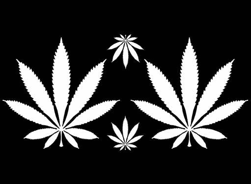 Marijuana Leaf 3 Inch White Fused Glass Decals