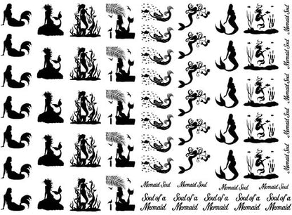 Mermaid Soul 60 pcs 0.75 Inch Black Fused Glass Decals