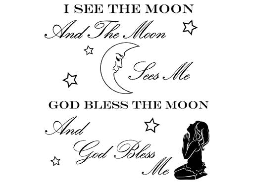 I See The Moon Girl 2 pcs 3-5/8" Black Fused Glass Decals
