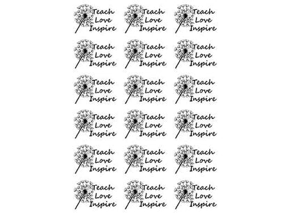 Teach Love Inspire 18 pcs 1 Inch Black Fused Glass Decals