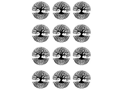 Celtic Tree of Life 12 pcs 1 Inch Black Fused Glass Decals
