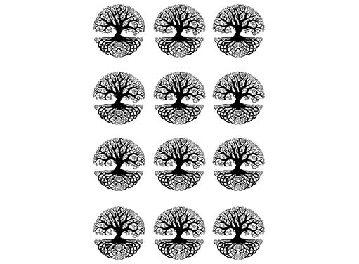 Celtic Tree of Life 12 pcs 1"  Black Fused Glass Decals