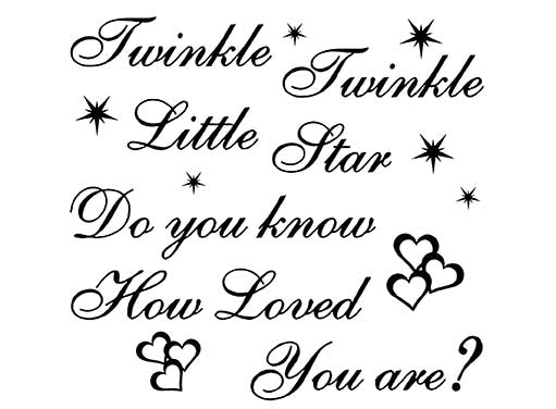 Twinkle Little Star 2 pcs 3.5 Inch Black Fused Glass Decals