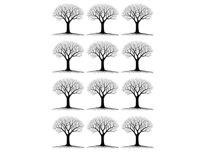 Winter Trees 12 pcs 1 Inch Black Fused Glass Decals
