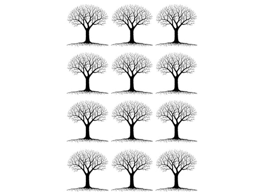Winter Trees 12 pcs 1 Inch Black Fused Glass Decals