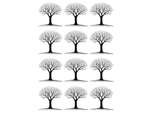 Winter Trees 12 pcs 1" Black Fused Glass Decals