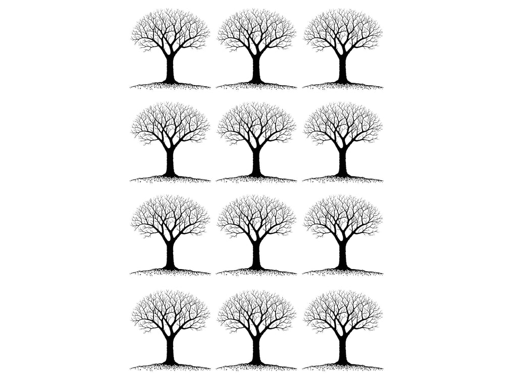 Winter Trees 12 pcs 1" Black Fused Glass Decals