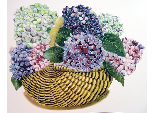 Flowers Hydrangea Basket Ceramic Decals 11709