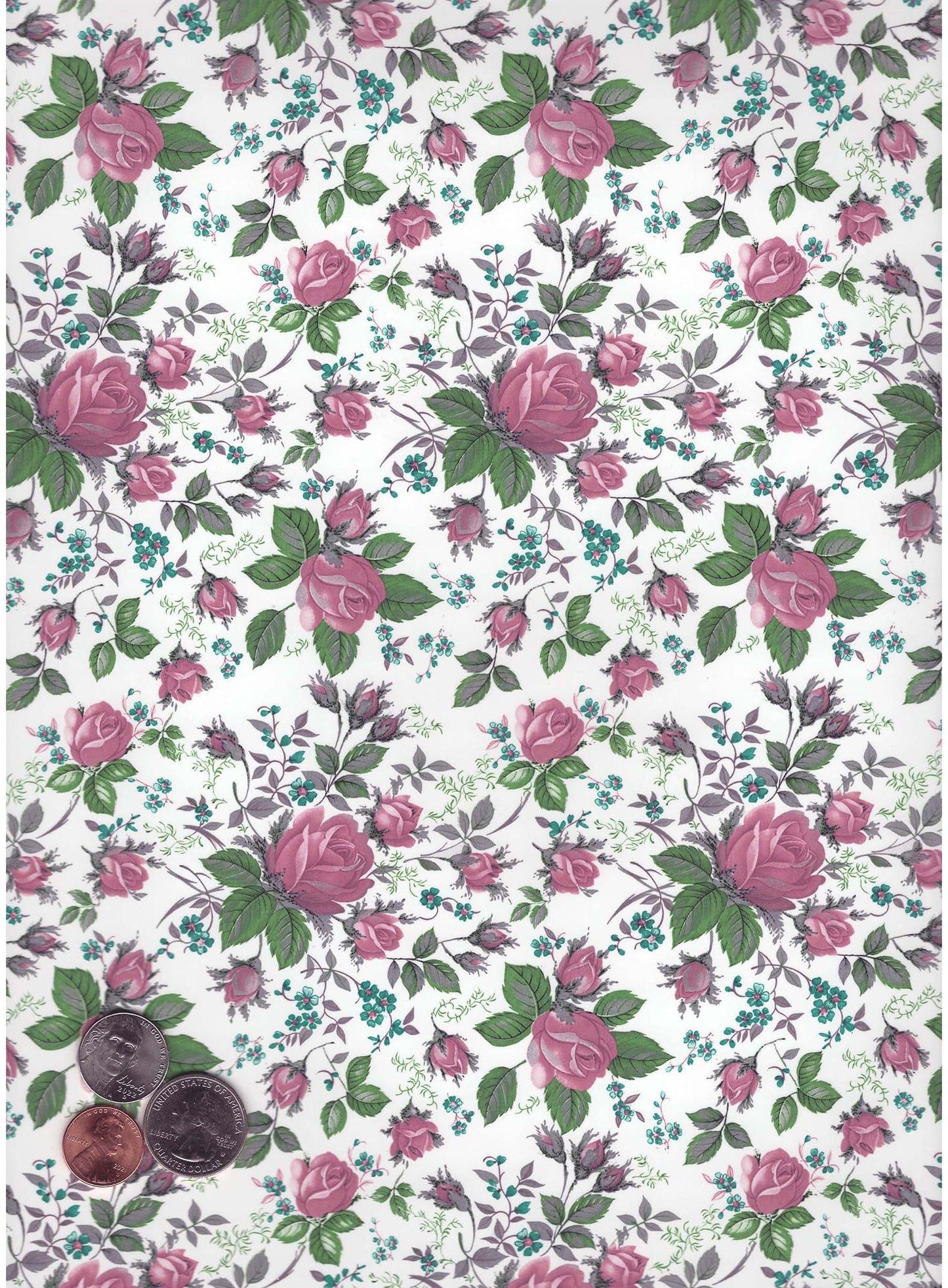 Allover Chintz Pink Rose Blooming Roses 9 x 13 Inch Ceramic Decal Sheet