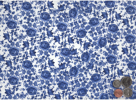 Allover Chintz Blue Rose Vine 9 x 13.5 Inch Ceramic Decal Sheet