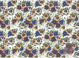 Allover Chintz Purple Blue Yellow Pansy Flowers 9" X 13-3/4" Sheet Ceramic Decal #251