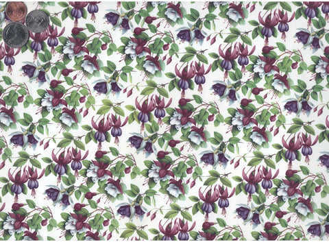 Allover Chintz Purple Pink Fuchsia Flowers 9" X 13-3/4" Sheet Ceramic Decal 254