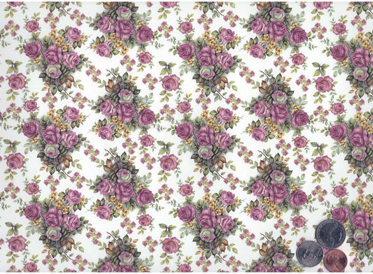 Allover Chintz Pink White Rose Flowers 9 x 13.5 Inch Ceramic Decal Sheet