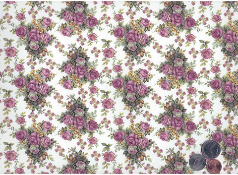 Allover Chintz Pink White Rose Flowers 9" X 13-3/4" Sheet Ceramic Decal #256