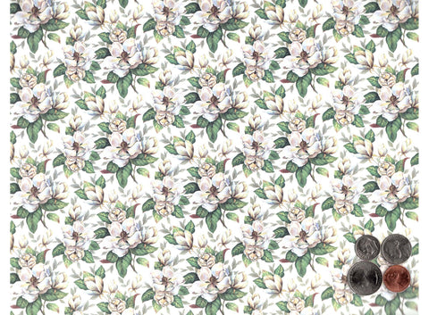 Allover Chintz White Magnolia Flowers 9" X 13-3/4" Sheet Ceramic Decal #2802