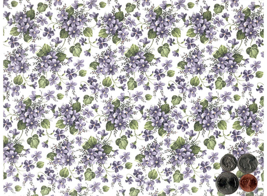 Allover Chintz Purple Violet Flowers 9" X 13-3/4" Sheet Ceramic Decal 2804
