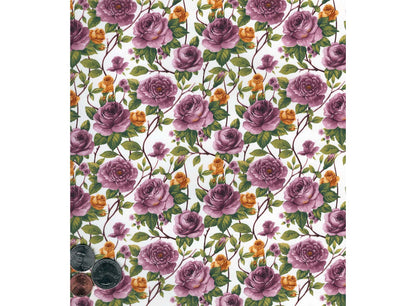 Allover Chintz Pink Yellow Rose Vine 9 x 13.5 Inch Ceramic Decal Sheet