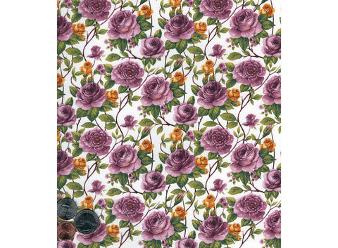 Allover Pink Yellow Rose Vine Chintz 9" X 13-3/4" Sheet Ceramic Decal #2823