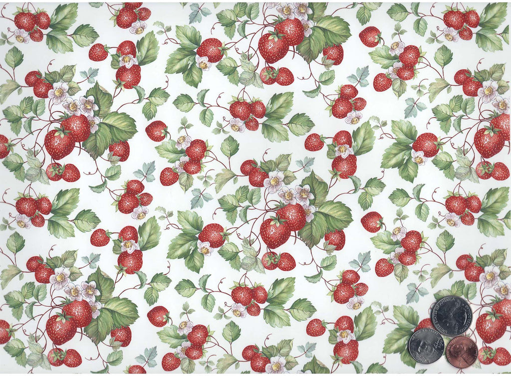 Allover Chintz Red Strawberry Vine 9" X 13-3/4" Sheet Ceramic Decal #3015