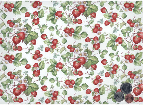 Allover Chintz Red Strawberry Vine 9" X 13-3/4" Sheet Ceramic Decal 3015