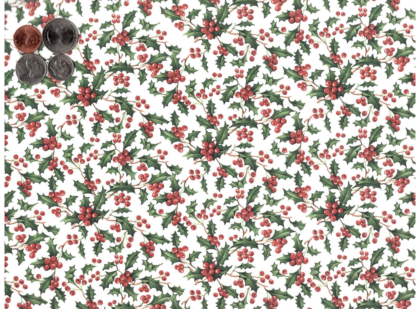 Allover Chintz Christmas Holly and Berry 9" X 13-3/4" Sheet Ceramic Decal 3056