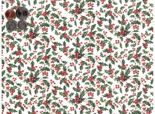 Allover Chintz Christmas Holly and Berry 9 x 13.5 Inch Ceramic Decal Sheet